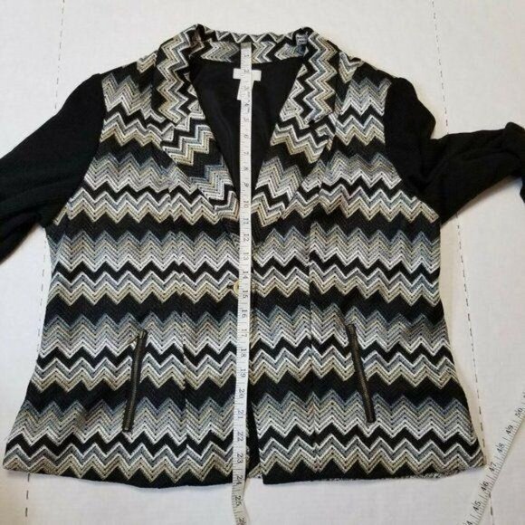 Chico's‎ Size 2(12) Knit Metallic Zigzag Blazer - Picture 7 of 9